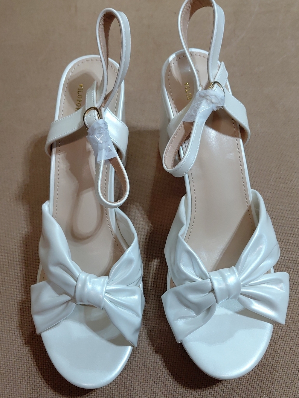 VILOPORLOR Women's White Chunky Platform Open Toe Bowknot  Sandals Size 10